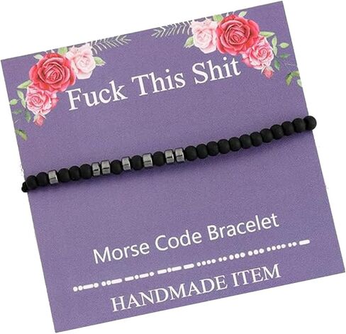 LQRI Fuck This Shit Morse Code Bracelet Humor Quote Jewelry Funny Rude Sarcastic Gift for Friend in Saudi Arabia