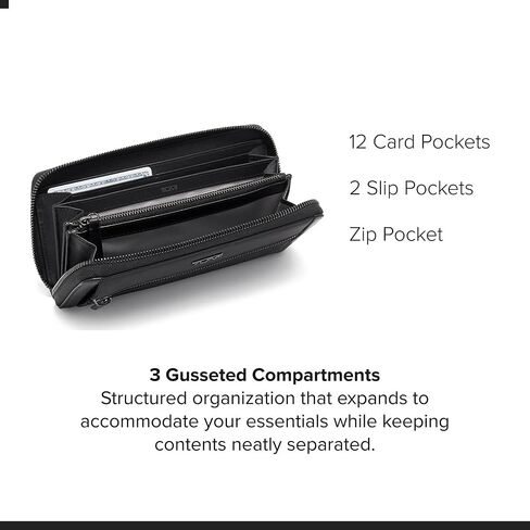 Tumi Zip Around Continental, Black/Gunmetal, One Size in Saudi Arabia