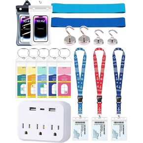 Cruise Must Haves, Cruise Essentials Kit with Non-Surge Protector Power Strip, Waterproof Phone Pouch, Lanyard with ID Holder, Luggage Tag Set, Magnetic Hooks, Towel Bands in Saudi Arabia