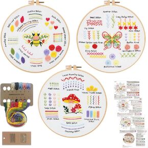 Louise Maelys 3 مجموعات أدوات تطريز Helloween للمبتدئين، مجموعات غرز متقاطعة للبالغين، مجموعات إبرة للمبتدئين مع نمط زهور الجمجمة، بما في ذلك تعليمات التطريز in Kuwait