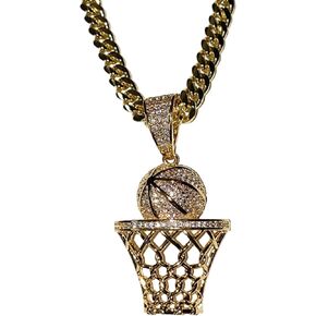 Mens 14k Gold Finish 8mm Miami Cuban Link Chain Stone Lock Stainless Steel Choker Iced Out Basket Ball Rappers Necklace Iced Cuban Chain for Men, Cuban Necklace (20"22"24"Chain & Pendant) in Saudi Arabia