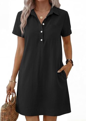 ANRABESS Womens Summer Shirt Dresses Casual Short Sleeve Button Tshirt Shift Short Polo Dress 2026 Beach Vacation Clothes in Saudi Arabia
