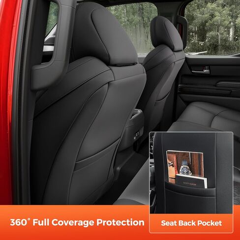 أغطية مقاعد DiffCar® لسيارة Toyota Tacoma 2024 2025 2026، مجموعة كاملة من ملحقات الشاحنات المصنوعة من جلد نابا الصناعي لسيارة Tacoma Double Cab 4th Gen، واقيات مقاعد السيارة تناسب الصف الخلفي الأمامي حسب الطلب، أسود مموه in Kuwait