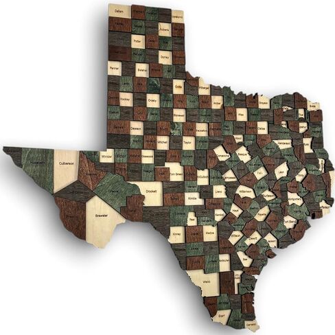 3D Wooden Texas Map - Handcrafted Lone Star State Wall Art, Detailed Texas Decor for Home and Office (Mocha) in Saudi Arabia