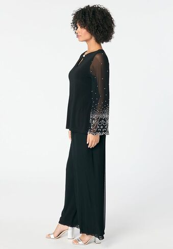 Roaman's Women's Plus Size Mesh Overlay Embellished Top in Saudi Arabia