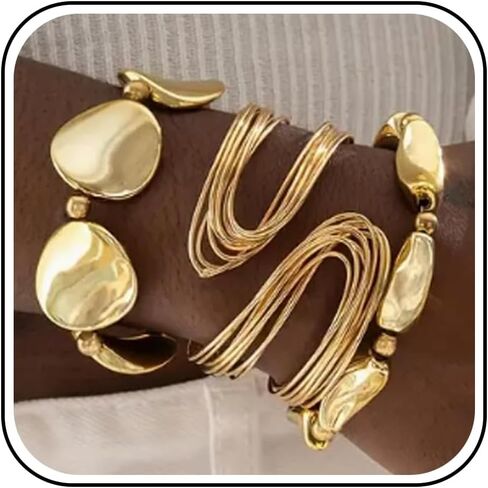 Chunky Gold Bracelet for Women Gold Chunky Cuff Bangles Bracelets for Women Trendy Non Tarnish Jewelry Gifts in Saudi Arabia