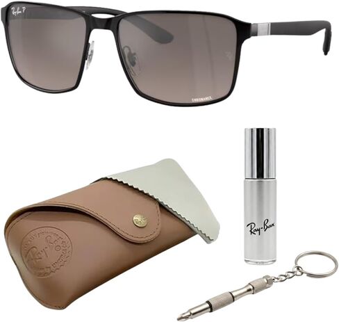 Ray-Ban RB3721CH CHROMANCE Square Shaped Sunglasses for Men & Women with Official RAYBAN Eyewear Kit in Saudi Arabia