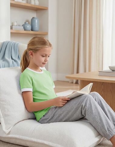 تي شيرتات للأطفال البنات كاجوال بأكمام قصيرة تي شيرت بياقة دائرية وألوان متعددة ملابس لطيفة للأعمار من 5 إلى 14 عامًا in Kuwait
