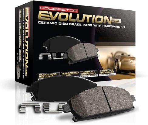 وسادات الفرامل الخلفية PowerStop لسيارة Ford Edge 2015-24 |Escape 2017-19 |Fusion 2017-20 |Police Responder Hybrid 2019-20 - Z17 وسادات فرامل سيراميك مع أجهزة التثبيت، 17-1833 in Kuwait