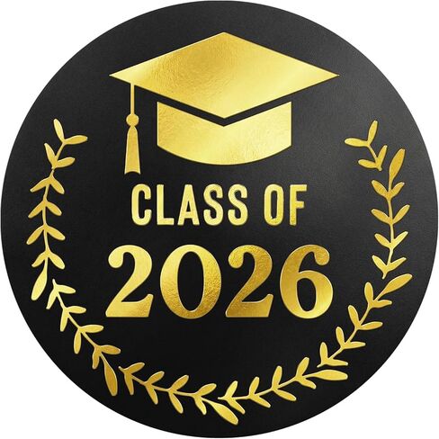 100 x Gold Foil Embossed Class of 2026 Stickers, Graduation Embossed Raised Sticker, Grad Party Embossing Seal Label, Metallic Seal, 1.5 inch (Gold Embossed) in Kuwait