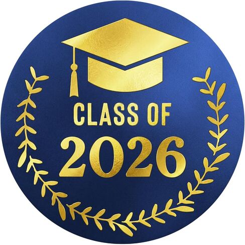 100 x Gold Foil Embossed Class of 2026 Stickers, Graduation Embossed Raised Sticker, Grad Party Embossing Seal Label, Metallic Seal, 1.5 inch (Gold Embossed) in Kuwait