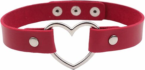 CSIYANJRY99 Goth Heart Choker Necklace for Women Punk Style Adjustable Soft PU Leather Collar Chain Choker Halloween Rave Outfit Party Jewelry in Saudi Arabia