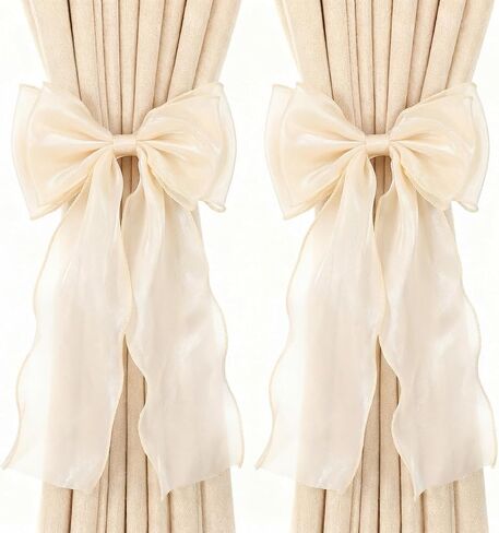 2 Pack Bow Room Decor Pink Room Decor French Silk Bow Curtains Tiebacks Elegant Decorative Curtain Strap for Home Bedroom Offices Dining Rooms Wedding Party Décor (Pink) in Saudi Arabia