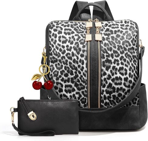 Lushandy Checkered Backpack Purse for Women, Brown Canvas Backpack Purse with Wallet Cherry Mom Everyday Backpacks for Work in Saudi Arabia