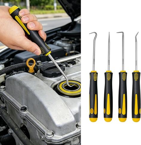 4-Piece Precision Hook and Pick Set - Automotive O-Ring Remover & Oil Seal Puller Tool Kit, Mechanic Hand Tools for Gaskets, Springs & Wires, 6.5 Inch Heat-Treated Shafts with Ergonomic Grip(Blue) in Saudi Arabia