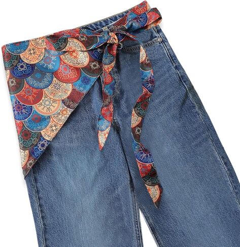 GUZOSJO Women's Long Fashion Triangle Skinny Scarf Belt,Waist Sash Wrap Satin Boho Belts for Pants Dress Gift in Kuwait