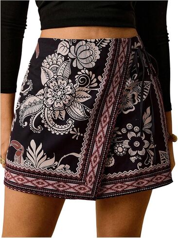 Floerns Women's Plus Size Summer Skorts Floral Wrap Tie Side Wide Leg Boho Skirt Shorts in Saudi Arabia