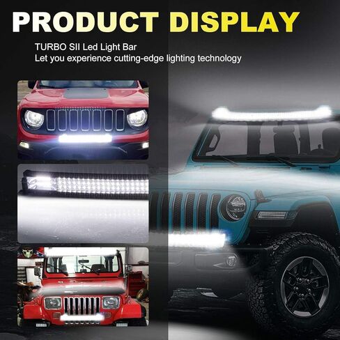 شريط إضاءة LED TURBO SII 50 بوصة 684 وات منحني ثلاثي الصف من بقعة الفيضانات كومبو شعاع الطرق الوعرة ضوء القيادة + 4 بوصة 60 وات مصابيح LED مع 3 أسلاك توصيل للشاحنات ATV UTV Polaris Boats in Kuwait