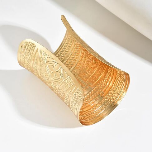Chunky Gold Cuff Bangle Bracelets for Women Vintage Boho Wide Bracelet Irregular Statement Bracelet Fashion Open Cuff Bracelets Thick Arm Golded Bangle for Women in Saudi Arabia