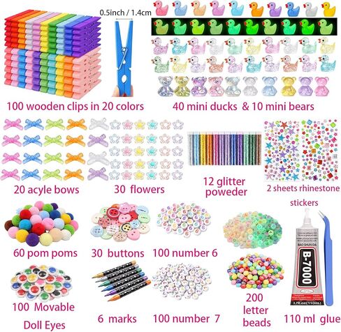 U ATE Spoon Cheer Pins with 67 Trend – 100 Set DIY Cheer Wooden Clips Craft Kit,Spoons, Letters,Numbers & Fake Food Decorations, Team Spirit Gifts Bulk for Cheerleading, Backpacks & Class Projects in Saudi Arabia