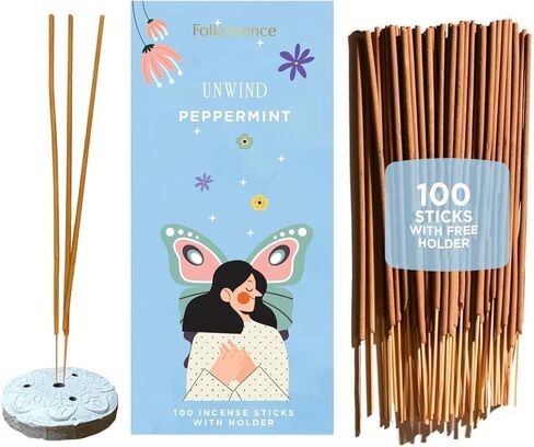 Folkulture Church Incense Sticks with Holder (100 Sticks) | Frankincense & Myrrh Catholic Incense Stick for Prayer, Daily Worship | No Charcoal,Organic,Non Toxic, 45 Mins, Long Burning Insence-Sticks in Saudi Arabia