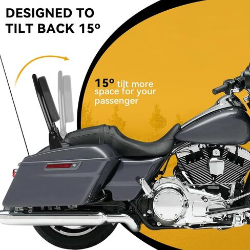 مسند ظهر سيسي بار قابل للفصل مقاس 25 بوصة لجولة Harley Davidson Touring، مسند ظهر للركاب من الفولاذ شديد التحمل من الكروم متوافق مع Street Glide/Road Glide/Road King/Electra Glide 2009-2024 in Kuwait