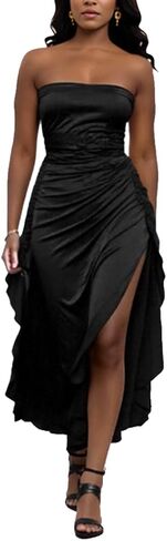 Women's Formal Dresses Sexy Off Shoulder Maxi Cocktail Wedding Guest Dresses High Slit Strapless Evening Gown in Saudi Arabia