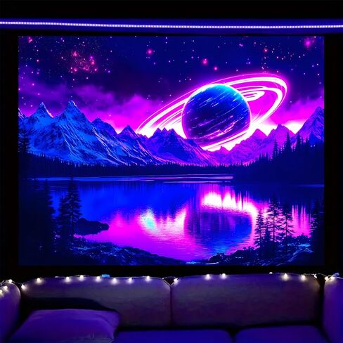 Nuxovilar UV Reactive Tapestry Flaming Scarecrow Pumpkin Scene BlackLight Tapestries Cool UV Black Light Halloween Horror Tapestry Living Room and Bedroom Decor 59.05"x39.37" in Saudi Arabia