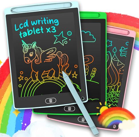 3 قطع من تابلت الكتابة LCD، لوحة رسم ملونة للأطفال الصغار، لوحة رسم إلكترونية قابلة للمسح وإعادة الاستخدام، لعبة LEYAOYAO التعليمية والتعلمية لأولاد وبنات بعمر 3-6 سنوات in Kuwait