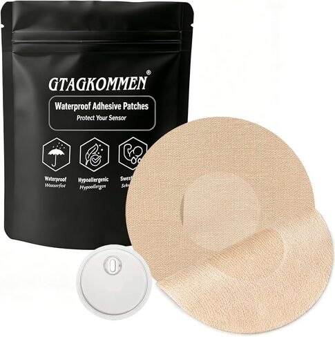 40 حزمة من الضمادات الحرة لأغطية أجهزة الاستشعار Libre 3 المقاومة للماء لمدة 14 يومًا بشريط لاصق CGM بدون فتحة، بدون غراء أو ثقوب في المنتصف، بيج in Kuwait