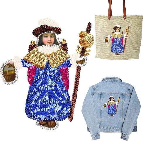 Nino dios Sequin Applique Patch It can be Sewed/glued on Cap and Gowns, Jackets, Bags or Any Other Fabric - niño dios Sequin Patch - god Kid Embellishment Patches in Saudi Arabia