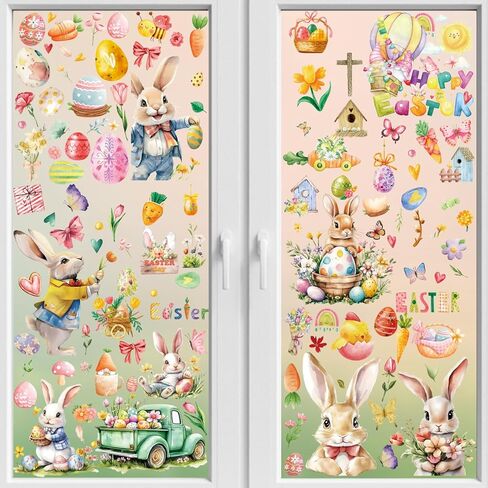 102PCS Christmas Window Stickers for Glass Windows,Double Sided Snowflakes Xmas Window Clings,Reusable Static Santa Claus Reindeer Snowman Christmas Decals,Winter & Holiday Decorations in Saudi Arabia