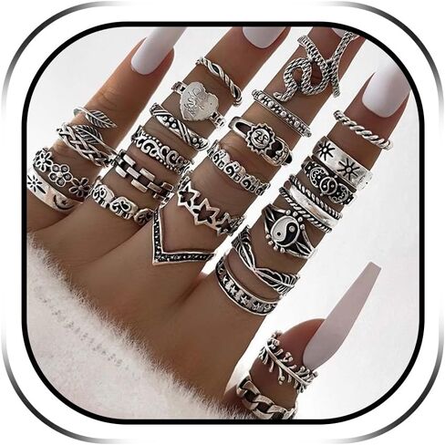 Vintage Silver Knuckle Rings for Women Stackable Joint Finger Statement Bohemian Rings Set for Christmas in Saudi Arabia
