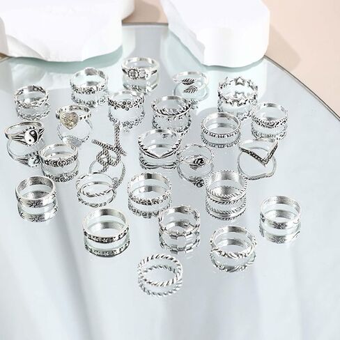 Vintage Silver Knuckle Rings for Women Stackable Joint Finger Statement Bohemian Rings Set for Christmas in Saudi Arabia