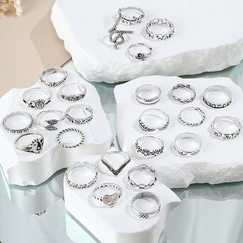 Vintage Silver Knuckle Rings for Women Stackable Joint Finger Statement Bohemian Rings Set for Christmas in Saudi Arabia