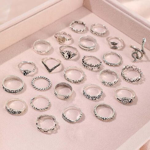 Vintage Silver Knuckle Rings for Women Stackable Joint Finger Statement Bohemian Rings Set for Christmas in Saudi Arabia
