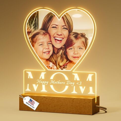 Bemaystar Custom Picture Frames with Photo - Personalized Gifts with Picture Frame, Customized Anniversary Birthday Gifts with Light for Women Men Mom Dad Her Him Girlfriend Boyfriend Couple in Saudi Arabia