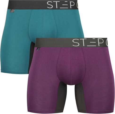 STEP ONE Mens Boxer Briefs, 1 Pair – Viscose from Bamboo Anti-Chafing Underwear for Men, Comfortable Moisture-Wicking Boxers with 3D Pouch Black and Gray XL in Saudi Arabia