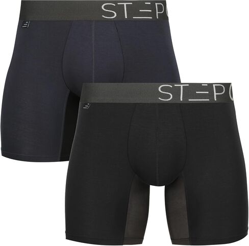 STEP ONE Mens Boxer Briefs, 1 Pair – Viscose from Bamboo Anti-Chafing Underwear for Men, Comfortable Moisture-Wicking Boxers with 3D Pouch Black and Gray XL in Saudi Arabia
