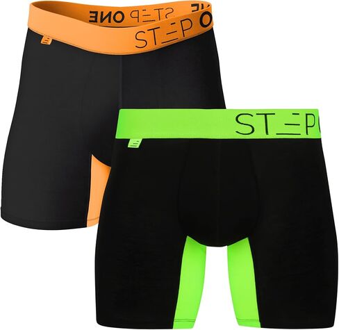 STEP ONE Mens Boxer Briefs, 1 Pair – Viscose from Bamboo Anti-Chafing Underwear for Men, Comfortable Moisture-Wicking Boxers with 3D Pouch Black and Gray XL in Saudi Arabia
