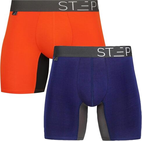 STEP ONE Mens Boxer Briefs, 1 Pair – Viscose from Bamboo Anti-Chafing Underwear for Men, Comfortable Moisture-Wicking Boxers with 3D Pouch Black and Gray XL in Saudi Arabia