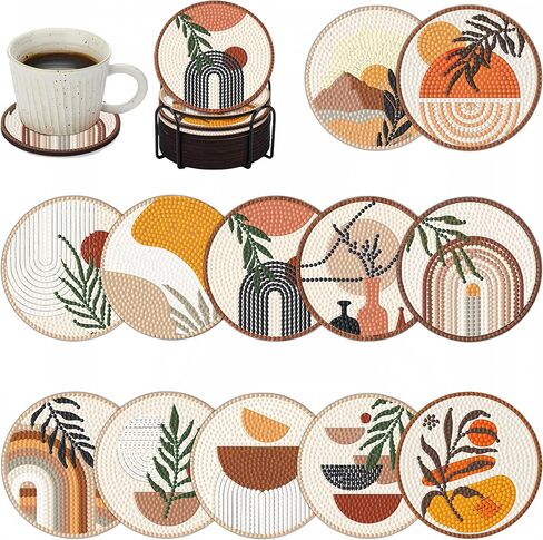 8 Pcs Butterfly Diamond Painting Coasters Kits with Holder,Diamond Art Coasters Set for Drinks Coffee Table, Gem Painting kit for Beginners Adults DIY Art Craft Gifts Black Gold Decors (Butterfly) in Saudi Arabia