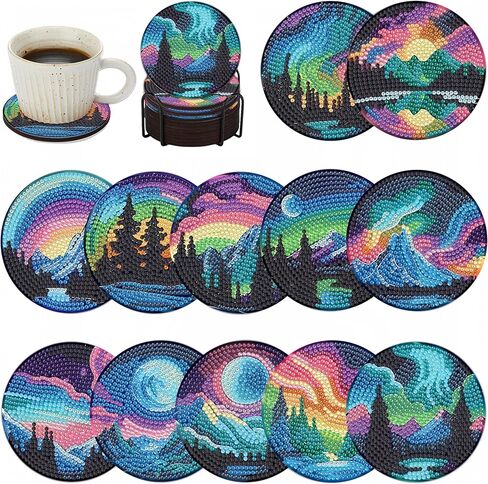 8 Pcs Butterfly Diamond Painting Coasters Kits with Holder,Diamond Art Coasters Set for Drinks Coffee Table, Gem Painting kit for Beginners Adults DIY Art Craft Gifts Black Gold Decors (Butterfly) in Saudi Arabia
