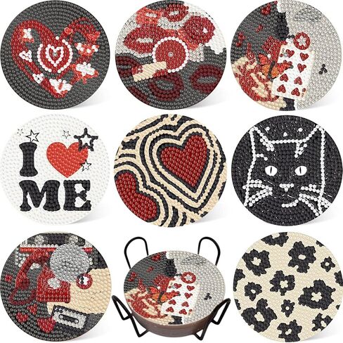 8 Pcs Butterfly Diamond Painting Coasters Kits with Holder,Diamond Art Coasters Set for Drinks Coffee Table, Gem Painting kit for Beginners Adults DIY Art Craft Gifts Black Gold Decors (Butterfly) in Saudi Arabia