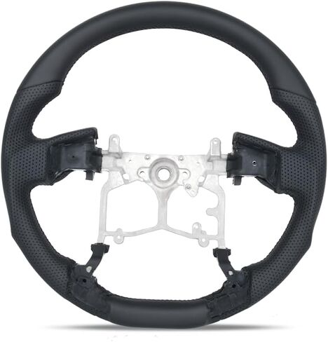 عجلة قيادة بيانو سوداء لسيارة Toyota Tundra 2014-2021، Tacoma 2012-2023، 4Runner 2010-2024، Sequoia 2014-2022، شكل دائري على طراز OEM، مقبض جلد أسود لامع وناعم in Kuwait