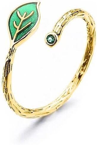 Leaf Twig Ring for Women,925 Sterling Silver Olive Leaf Ring to Daughter 14k Gold Plated Dainty Green Leaves Statement Stacking Open Band Finger Rings Birthday Valentines Day Jewelry Gift in Saudi Arabia