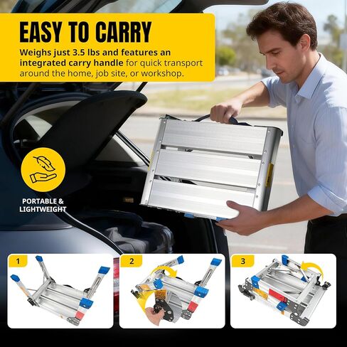 مقعد MaxWorks 50969 قابل للطي - ارتفاع 9 بوصات، سعة 330 رطلاً - 16 قضيبًا فولاذيًا لتعزيز القوة - مقعد بلاستيكي متين وخفيف الوزن للمطبخ والحمام وغرفة المعيشة - أصفر in Kuwait