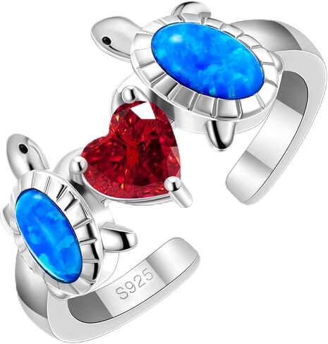 خاتم سلحفاة البحر، خاتم أوبال السلحفاة، خاتم جوهرة الميلاد من الفضة الإسترليني S925 تشيكوسلوفاكيا للابنة، هدية عيد ميلاد البنات من أبي أمي، خاتم ابنة من أمي أبي، خاتم عائلي in Kuwait