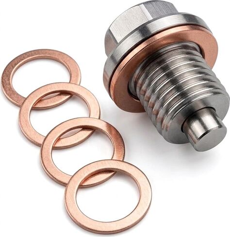 M14x1.5 Magnetic Oil Drain Plug – Strong Magnet Traps Metal Debris to Help Protect Your Engine, Leak-Free Stainless Steel Oil Pan Drain Plug with Extra Copper Washers in Saudi Arabia