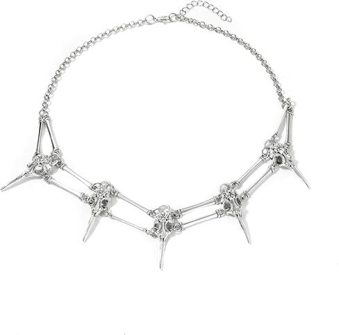 Punk Choker Necklace for Women Men Tassel Black Pearls Beads with Spike Necklace Raven Skull Necklace Gothic Jewelry Gifts in Saudi Arabia